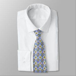Seamless Traditional Portuguese Azulejo Pattern Tie