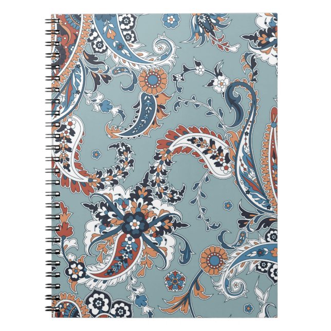 Seamless trendy background with paisley in Indian  Notebook (Front)