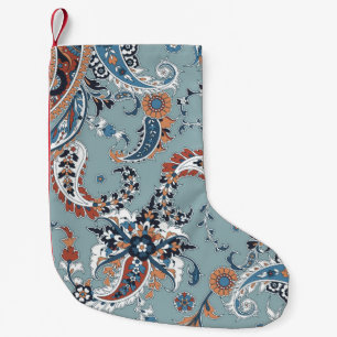 Seamless trendy background with paisley in Indian  Small Christmas Stocking