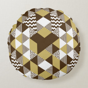 Seamless triangle: geometric gold fashion. round cushion