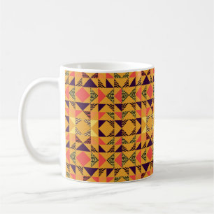 Seamless triangle pattern abstract background with coffee mug
