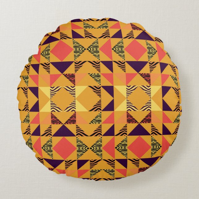 Seamless triangle pattern abstract background with round cushion (Front)