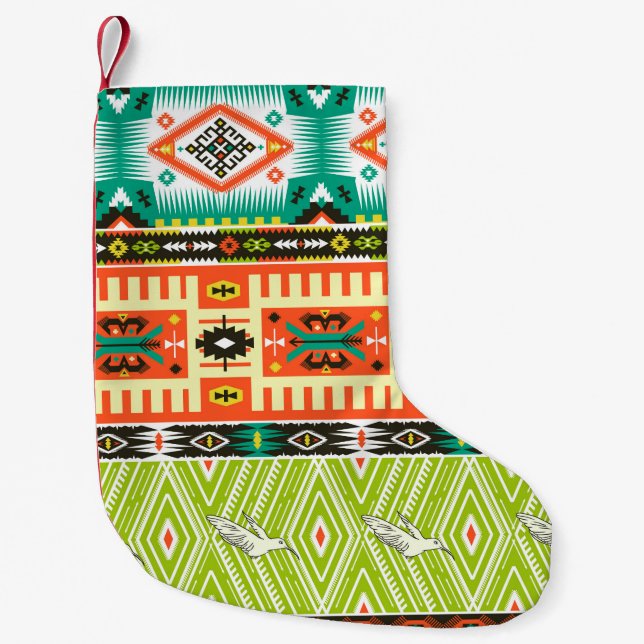 Seamless tribal pattern with geometric elements an small christmas stocking (Front)