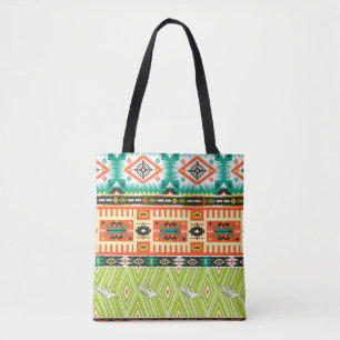 Seamless tribal pattern with geometric elements an tote bag