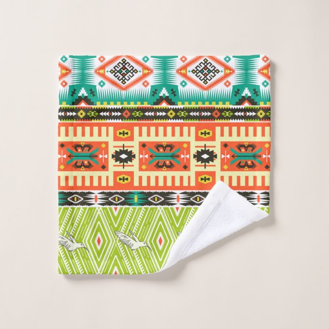 Seamless tribal pattern with geometric elements an wash cloth (Wash Cloth)