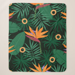 Seamless tropic pattern with strelitzia flowers an sherpa blanket