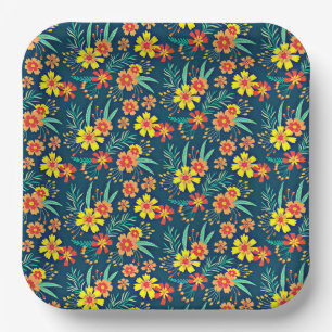 Seamless Tropical Floral Pattern-46566 Paper Plate