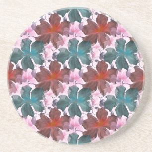 Seamless tropical floral pattern cutting board coaster
