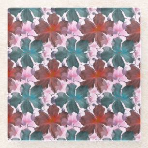 Seamless tropical floral pattern cutting board glass coaster