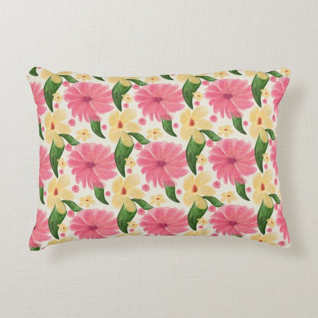 Seamless tropical floral pattern  decorative cushion (Front)
