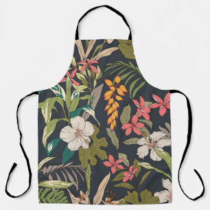 Seamless tropical flower pattern background apron
