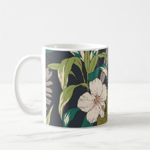 Seamless tropical flower pattern background coffee mug