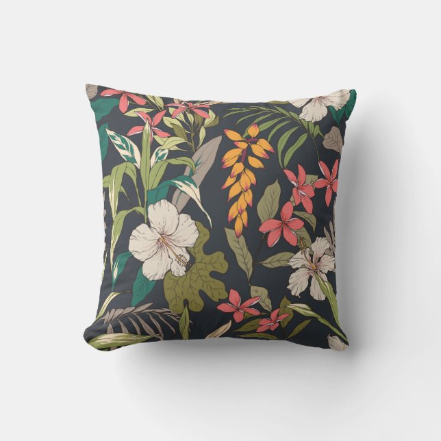 Seamless tropical flower pattern background cushion (Front)