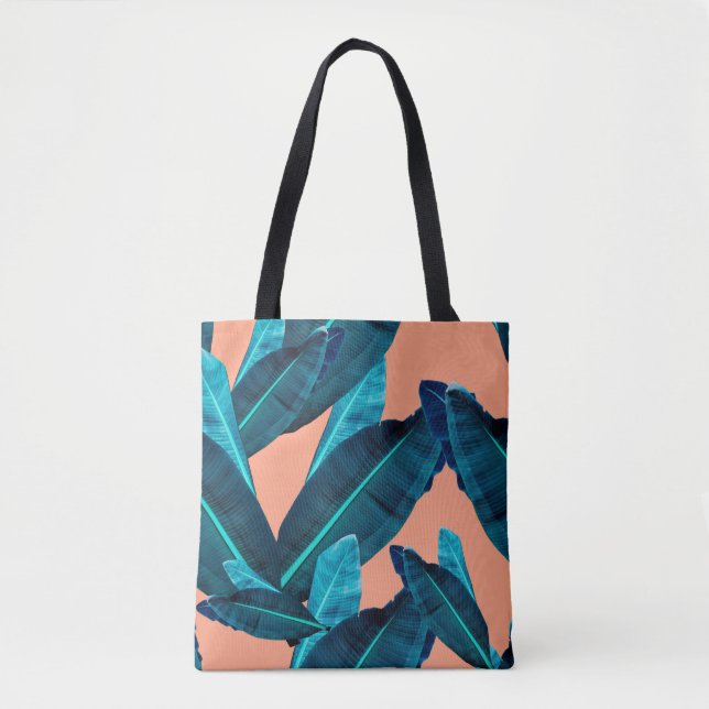 Seamless tropical flower, plant and leaf pattern b tote bag (Front)