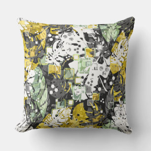 Seamless tropical jungle exotic abstract geometric cushion
