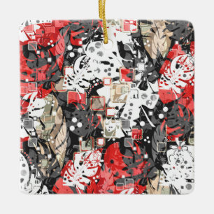 Seamless tropical jungle exotic leaves monsters bl ceramic ornament