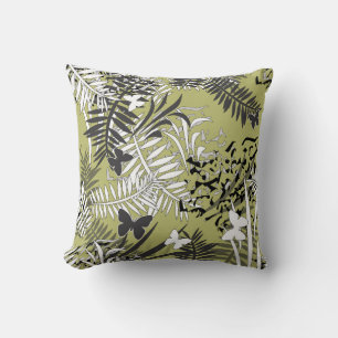 Seamless tropical jungle palm tropic leaves butter cushion