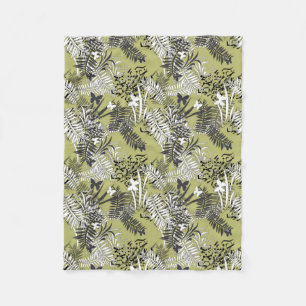 Seamless tropical jungle palm tropic leaves butter fleece blanket
