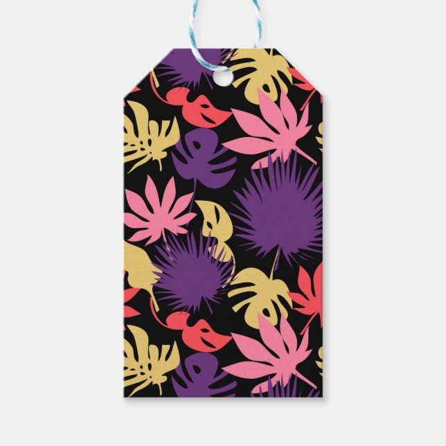 Seamless tropical leaves pattern gift tags (Front)