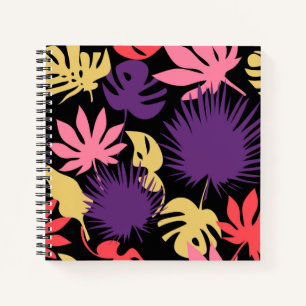 Seamless tropical leaves pattern notebook
