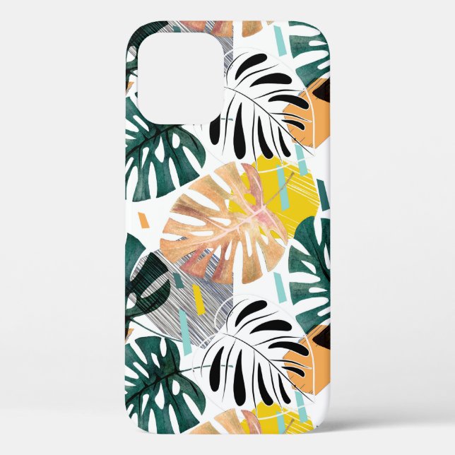 Seamless tropical pattern. Green leaves of a palm  Case-Mate iPhone Case (Back)