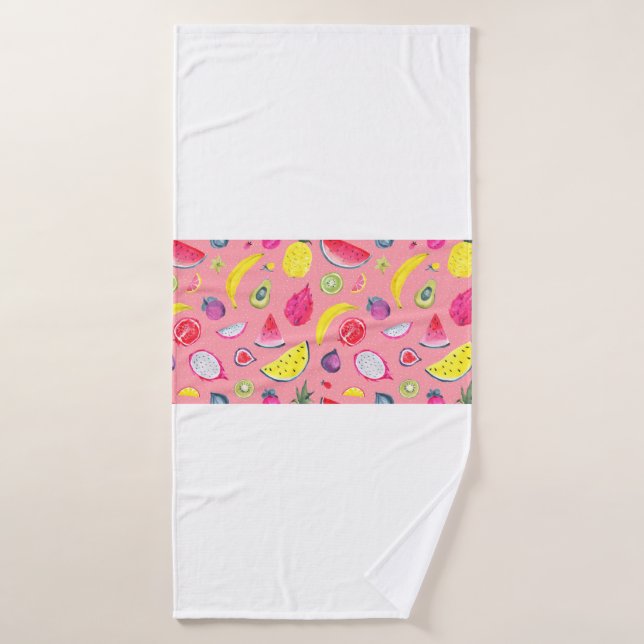Seamless Tropical pattern of exotic fruit. Hand dr Bath Towel (Bath Towel)