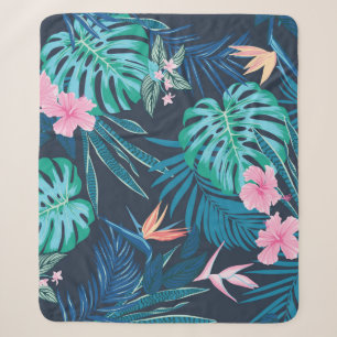 seamless tropical pattern, vivid tropic foliage, w sherpa blanket