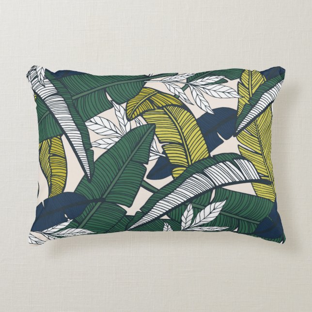 Seamless tropical pattern with banana leaves. Hand Decorative Cushion (Front)