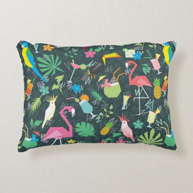 Seamless tropical pattern with birds and drinks 1 decorative cushion (Front)