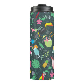 Seamless tropical pattern with birds and drinks 1 thermal tumbler
