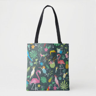 Seamless tropical pattern with birds and drinks 1 tote bag
