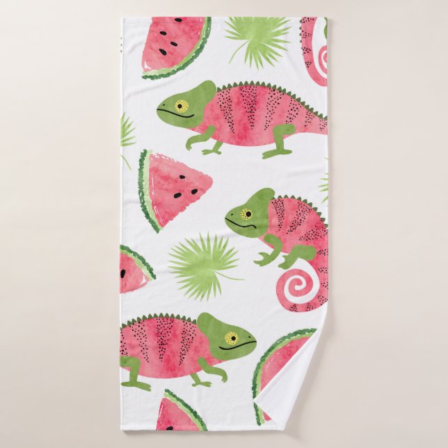 Seamless tropical pattern with cute watercolor cha bath towel (Bath Towel)