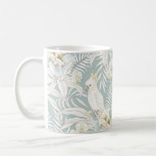 Seamless tropical pattern with flowers Orchid, Fl Coffee Mug