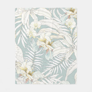 Seamless tropical pattern with flowers Orchid,  Fl Fleece Blanket