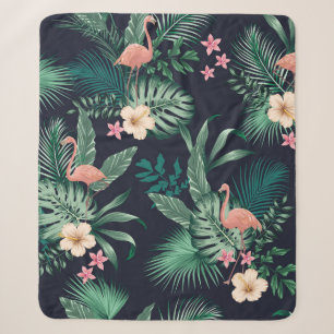 seamless tropical pattern with lush foliage, flow sherpa blanket