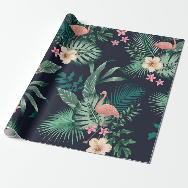  seamless tropical pattern with lush foliage, flow wrapping paper (Unrolled)