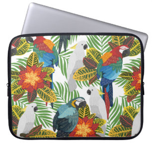 Seamless tropical pattern with parrots. laptop sleeve