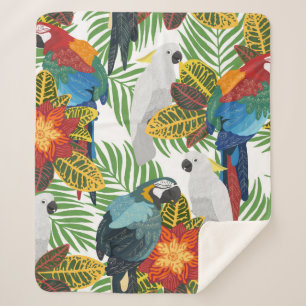 Seamless tropical pattern with parrots. sherpa blanket