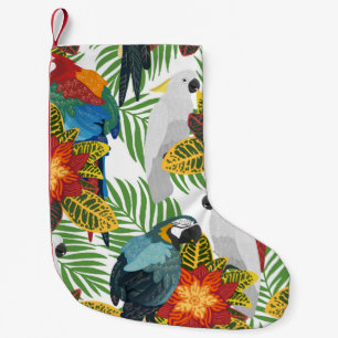 Seamless tropical pattern with parrots. small christmas stocking