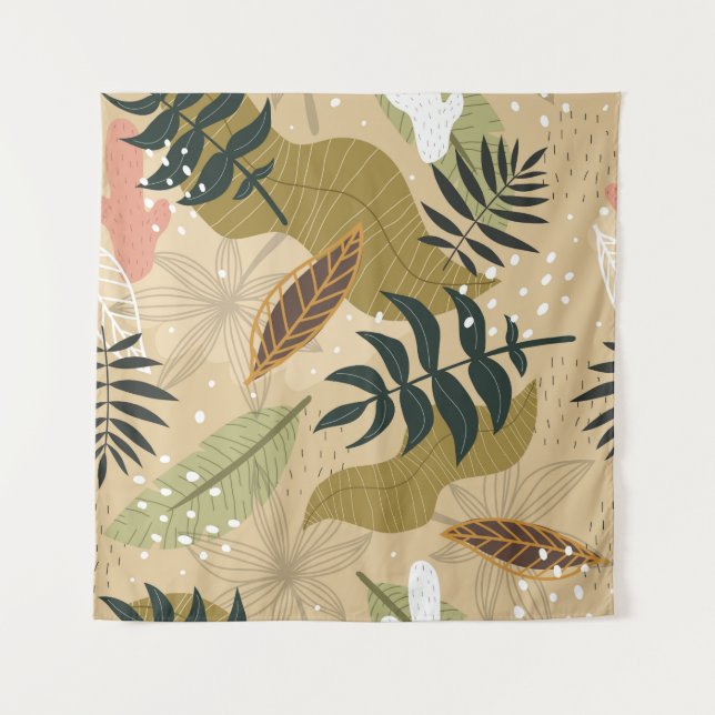 Seamless tropical pattern with plants, leaves, dec tapestry (Front)