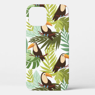 Seamless tropical pattern with toucan and palm lea iPhone 12 case