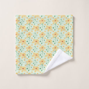 Seamless tropical yellow floral pattern  wash cloth