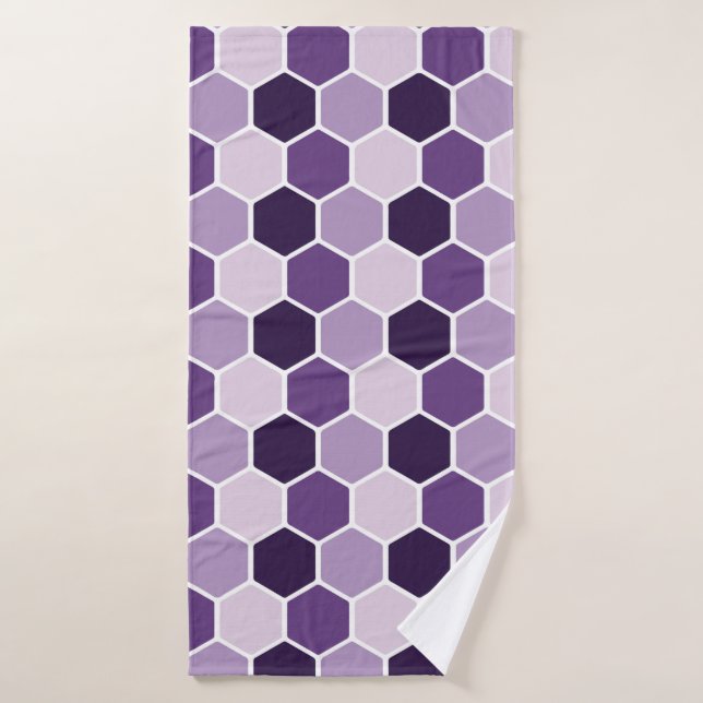Seamless ultraviolet hexagon pattern. Honeycomb co Bath Towel (Bath Towel)