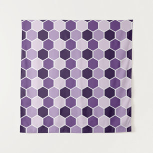 Seamless ultraviolet hexagon pattern. Honeycomb co Tapestry