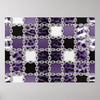 Seamless ultraviolet leopard and silver chain patt