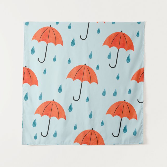 Seamless umbrellas and rain drops pattern. Waterco Tapestry (Front)