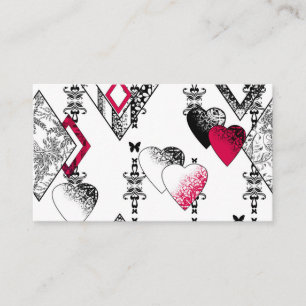 Seamless Valentines Day love black white pattern h Business Card