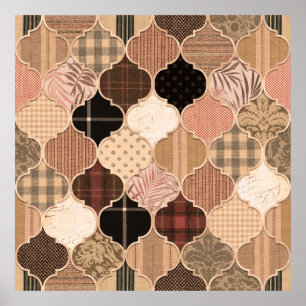 Seamless Various Textured Moroccan Tile Pattern Fa Poster