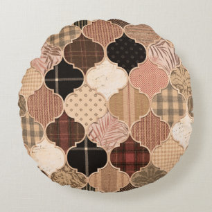 Seamless Various Textured Moroccan Tile Pattern Fa Round Cushion