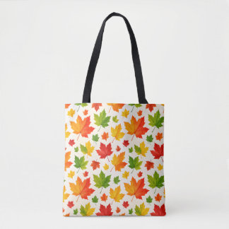 Seamless vector pattern of colourful autumn leaves tote bag
